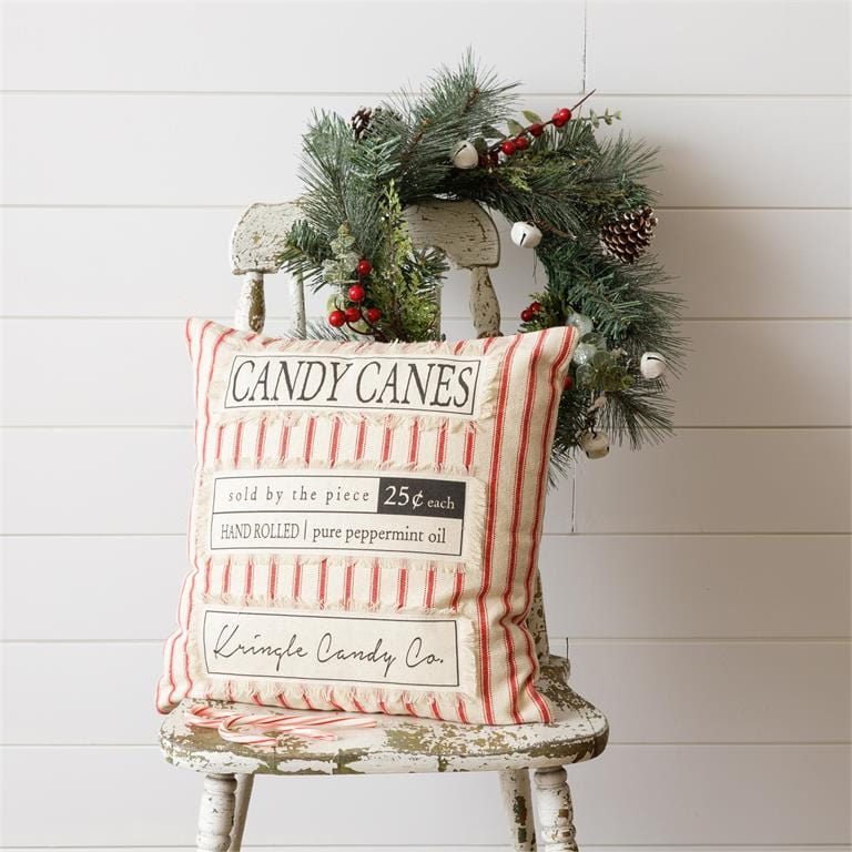 Audrey's Seasonal Decor Striped Candy Cane Pillow