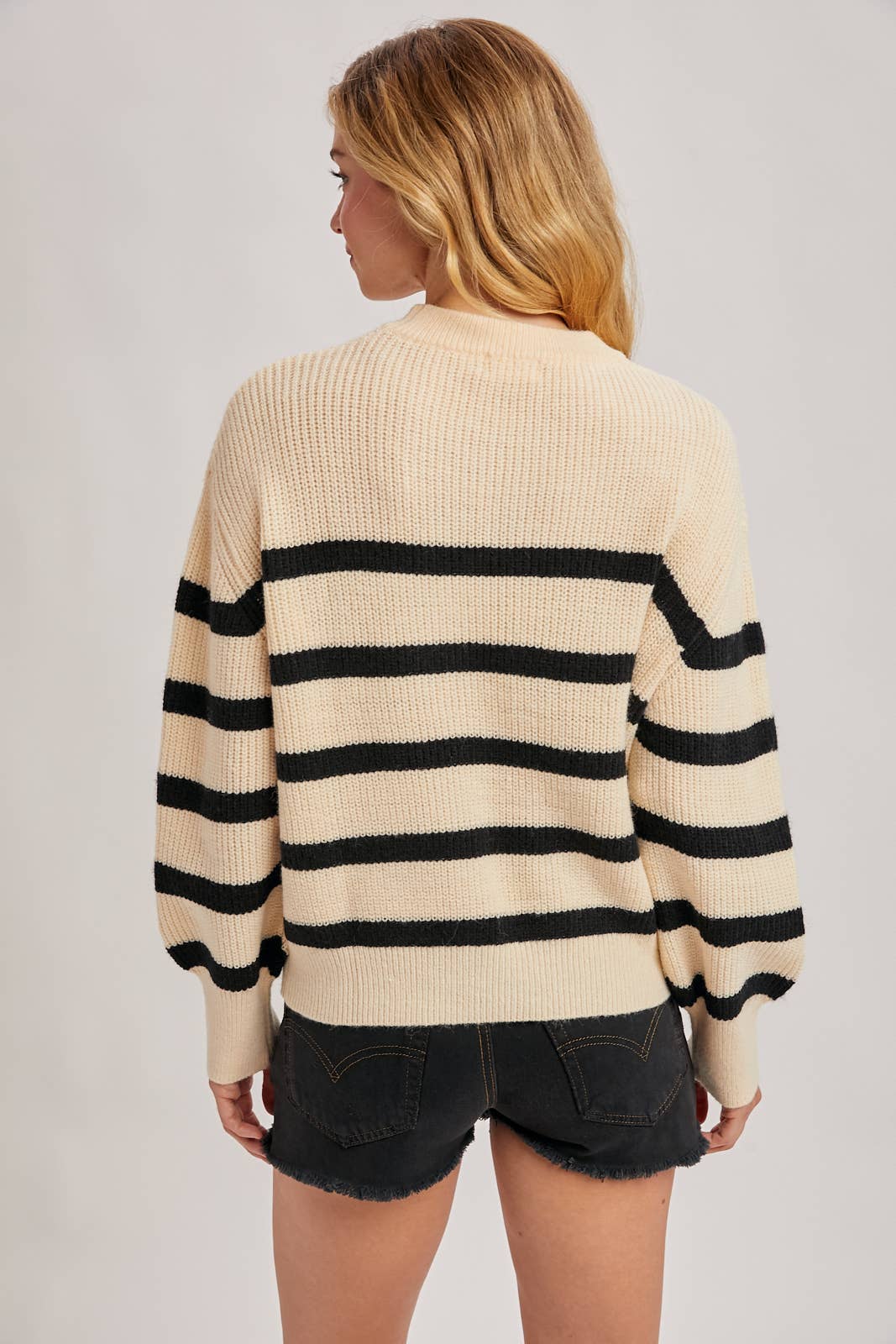 Striped Chunky Rin-Knit Sweater