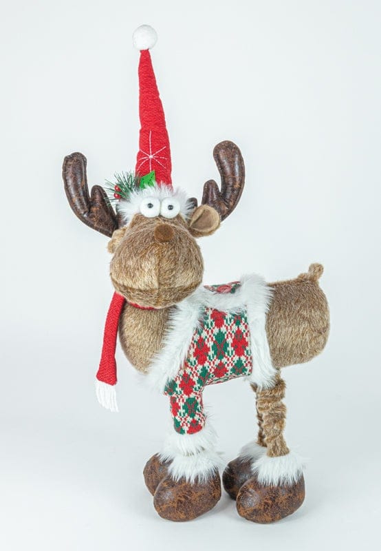 Hanna's Seasonal Decor Stylish Classic Red Plaid Stretch Leg Moose