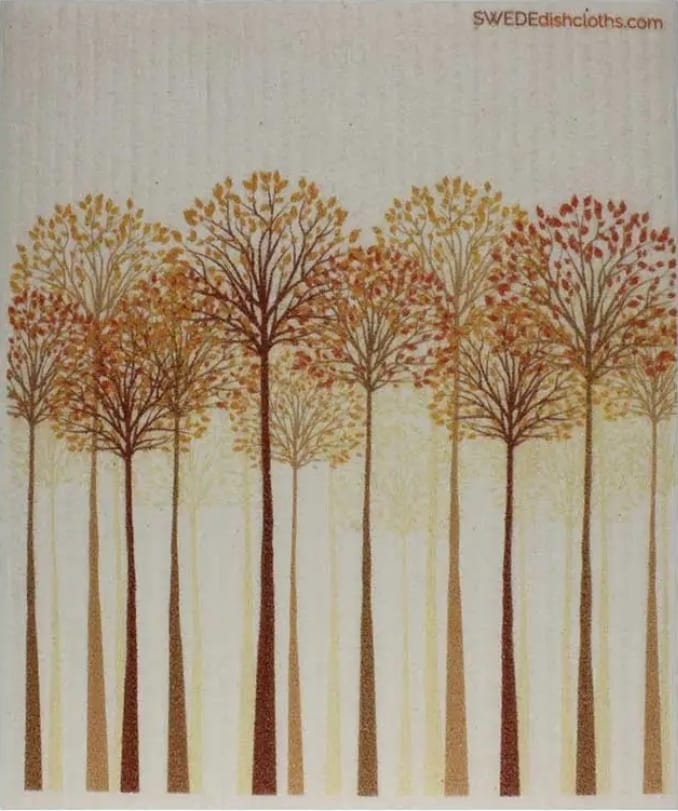 Tall Autumn Trees Pattern Swedish Sponge Cloth