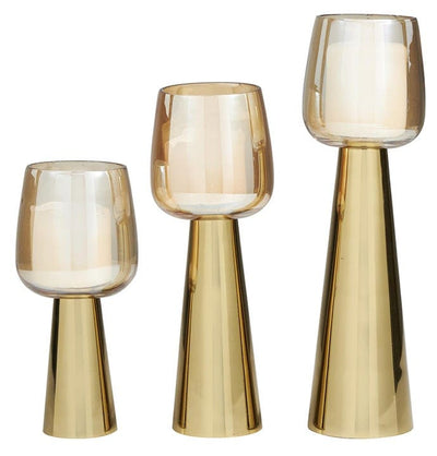Tall Gold & Glass Candleholders