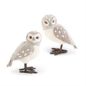 MJJ #8 Seasonal Decor Tan and Cream Wool Owls
