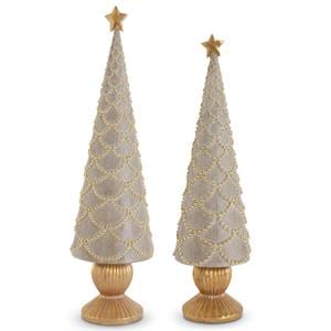 Tan Resin Trees w/Gold Scallops