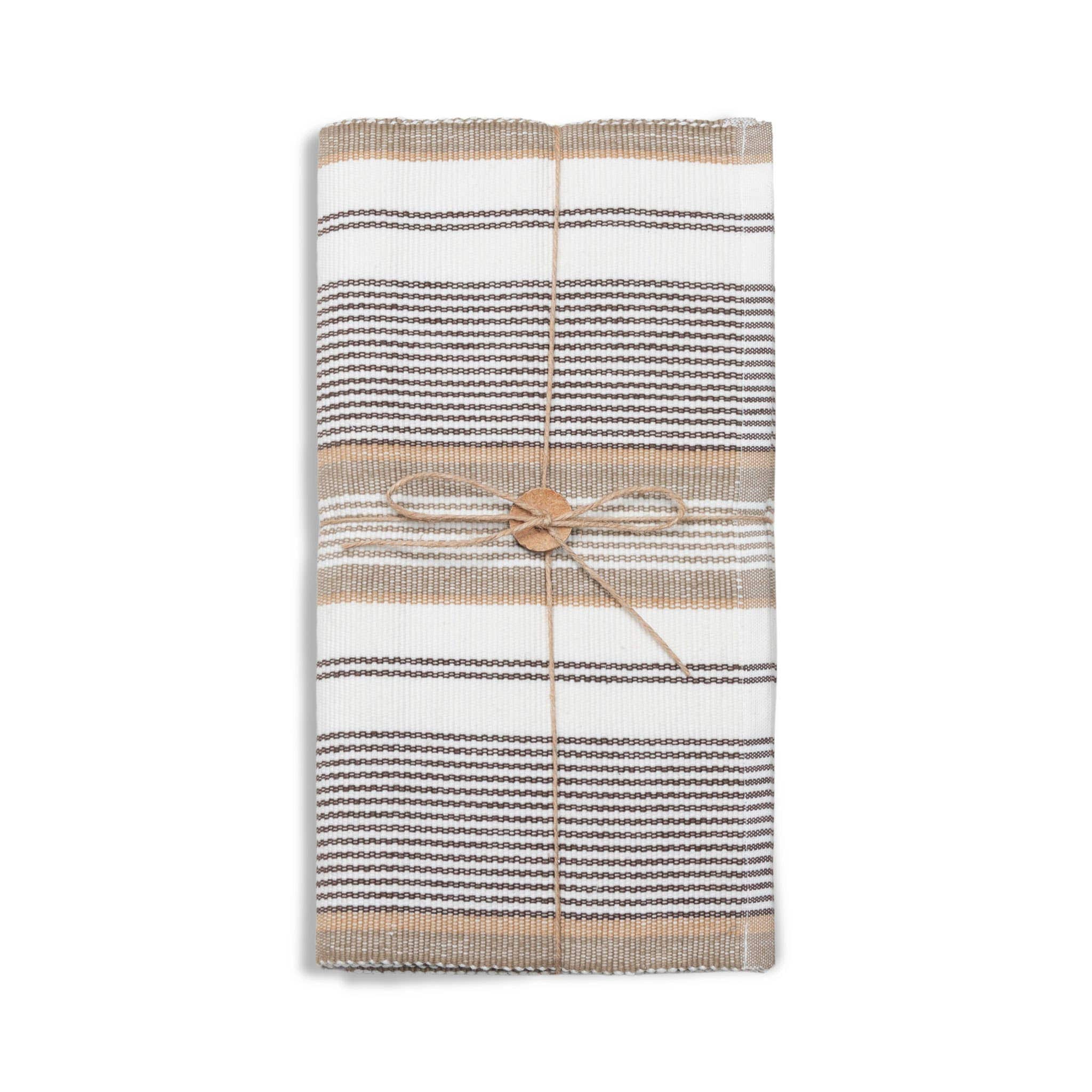 Elsie & Zoey Tan Stripe Woven Kitchen Table Runner
