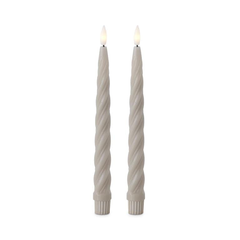 Taupe Spiral LED Taper Candles w/Timer