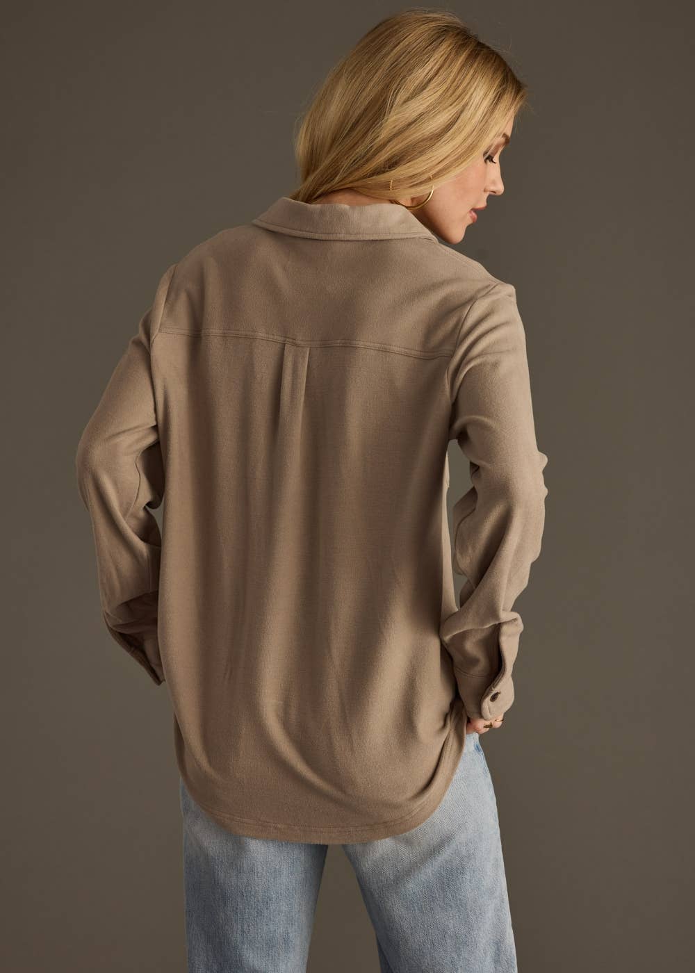 Taupe Super Soft Button Up