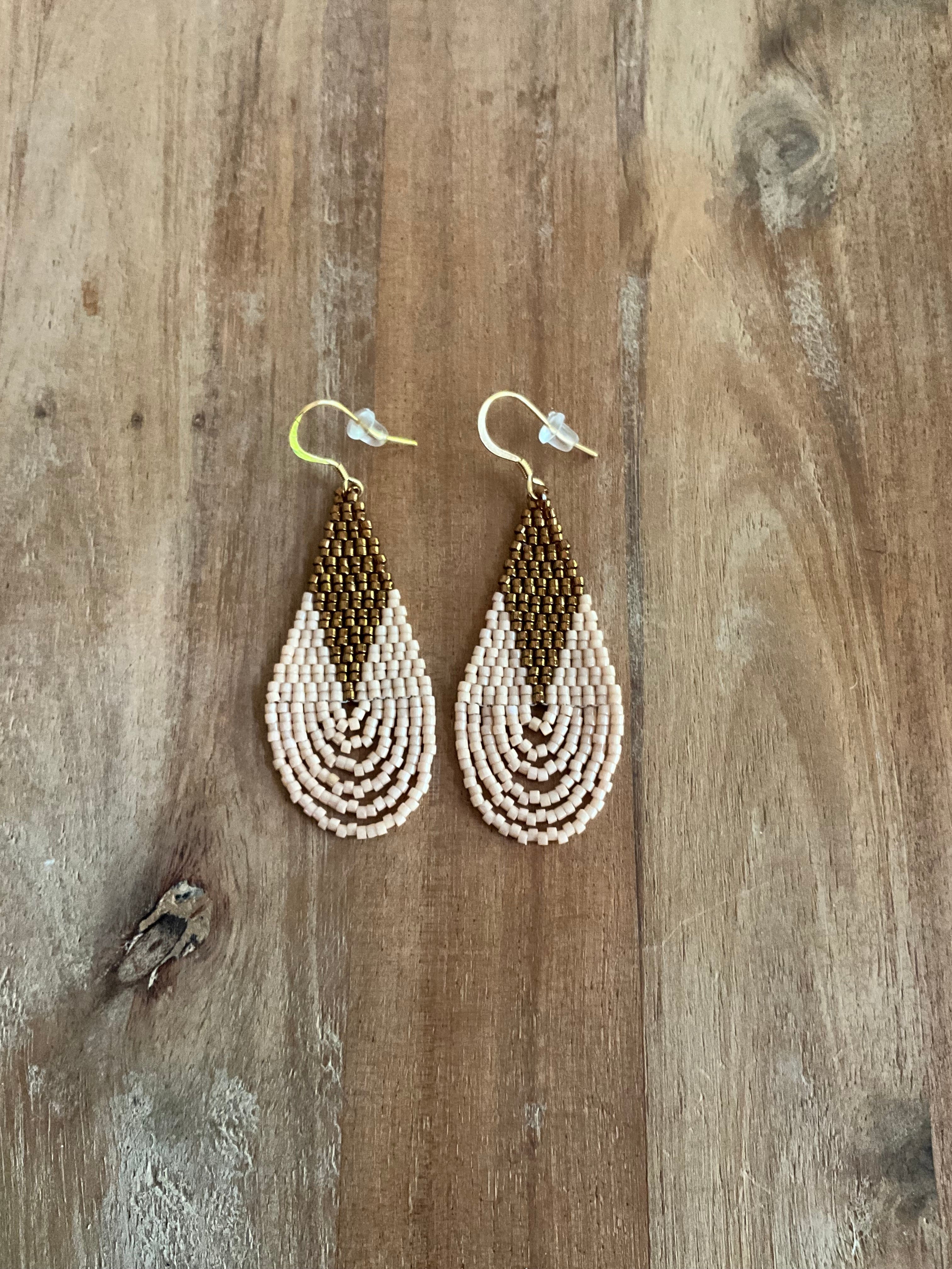 ALH #10 (Amber) Earrings Tear Drop Fringe Large Earrings