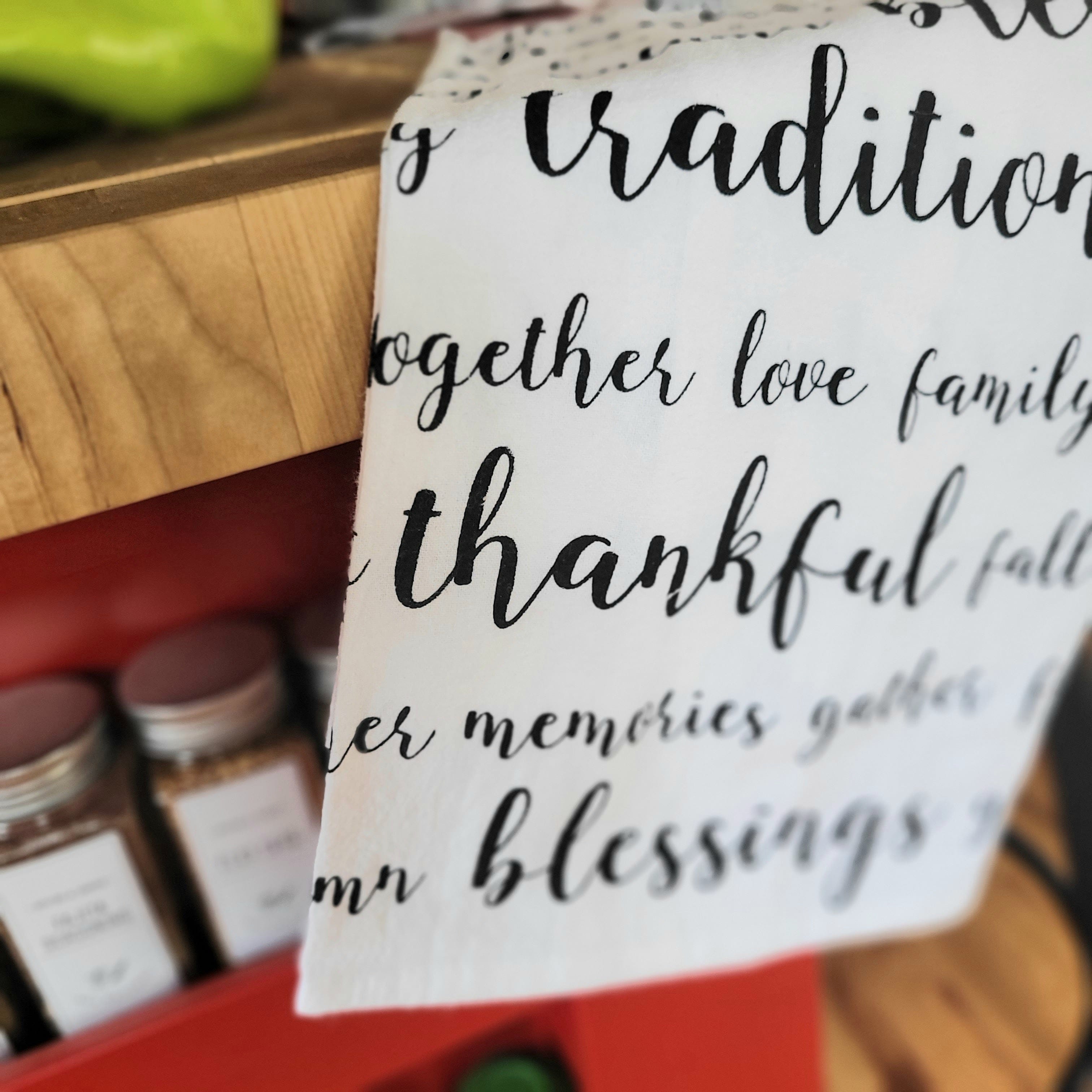 Thankful Imprint Flour Sack Towel