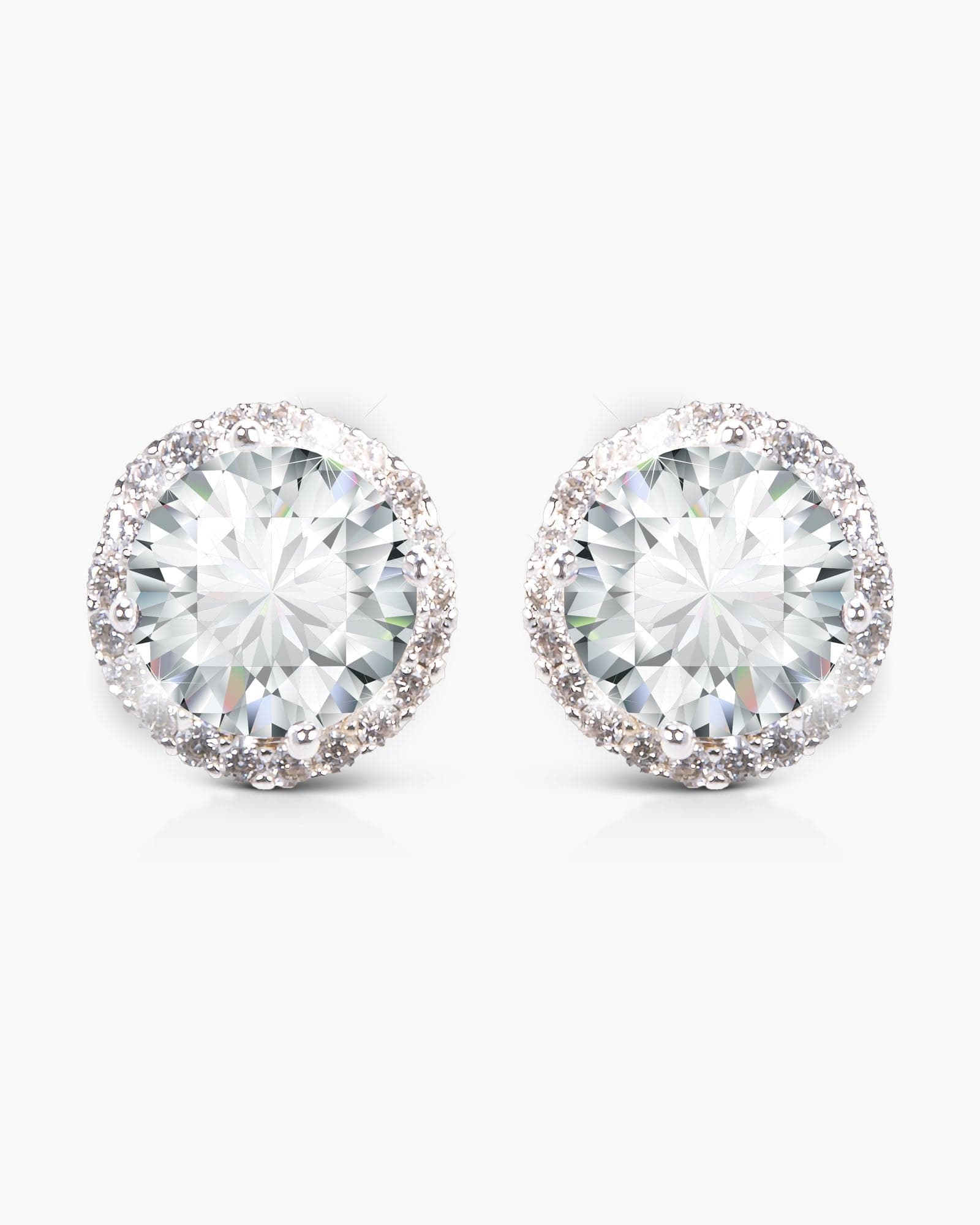 Amanda Blu Jewelry Timeless Radiance - Round Cut Halo Stud Earrings -