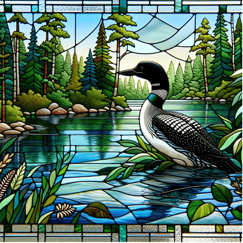KG #63 (Kris - Cosmic Artware) Sun Catcher Tranquil Loon Stained Glass Vinyl Window Cling