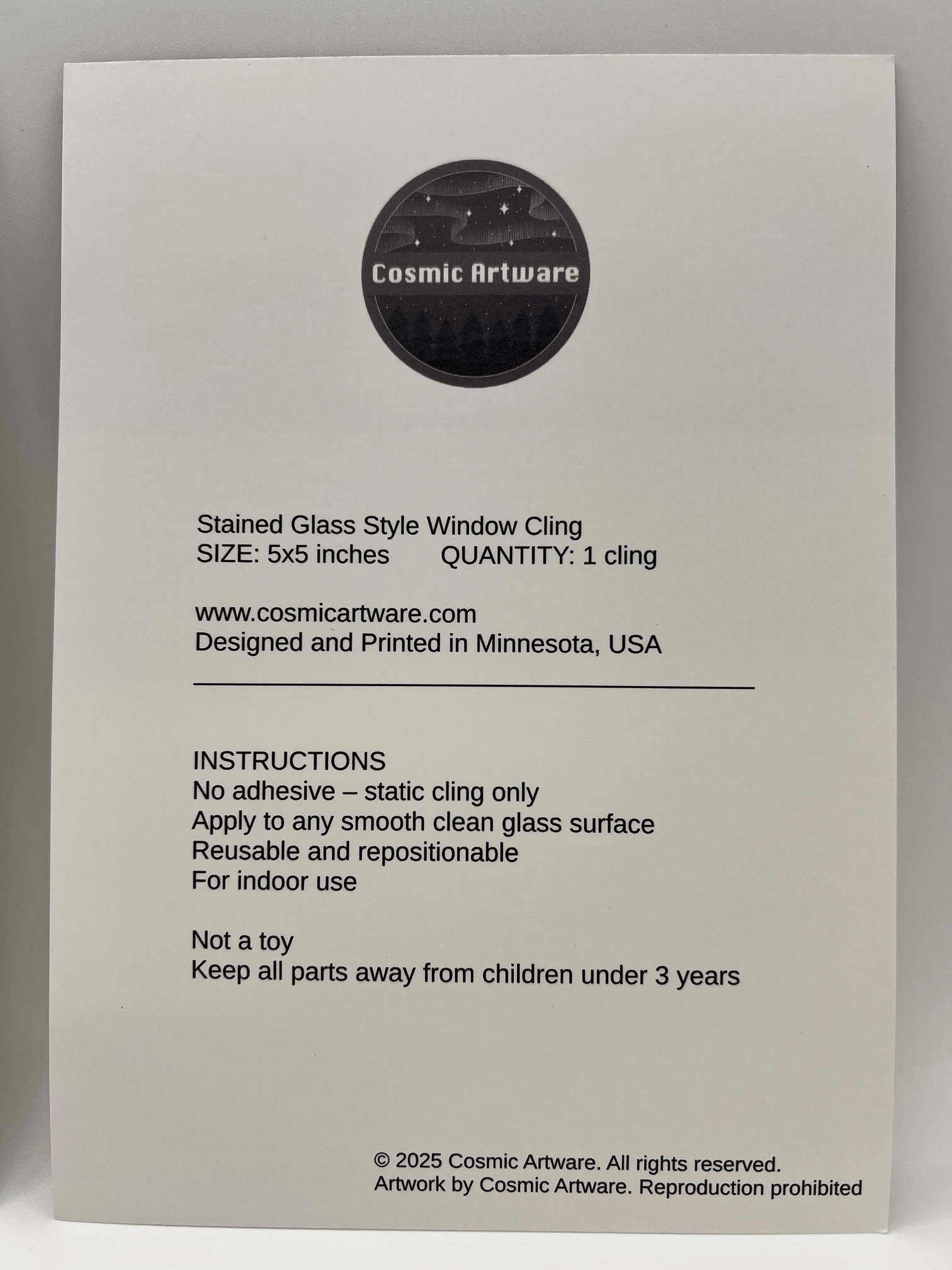 KG #63 (Kris - Cosmic Artware) Sun Catcher Tranquil Loon Stained Glass Vinyl Window Cling