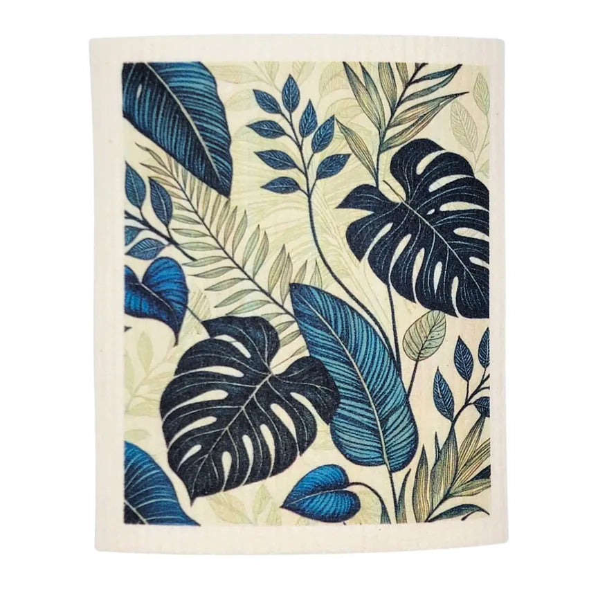 MJJ #8 (Melissa) Swedish Sponge Cloth Tropical Monochrome Floral Swedish Sponge Cloths