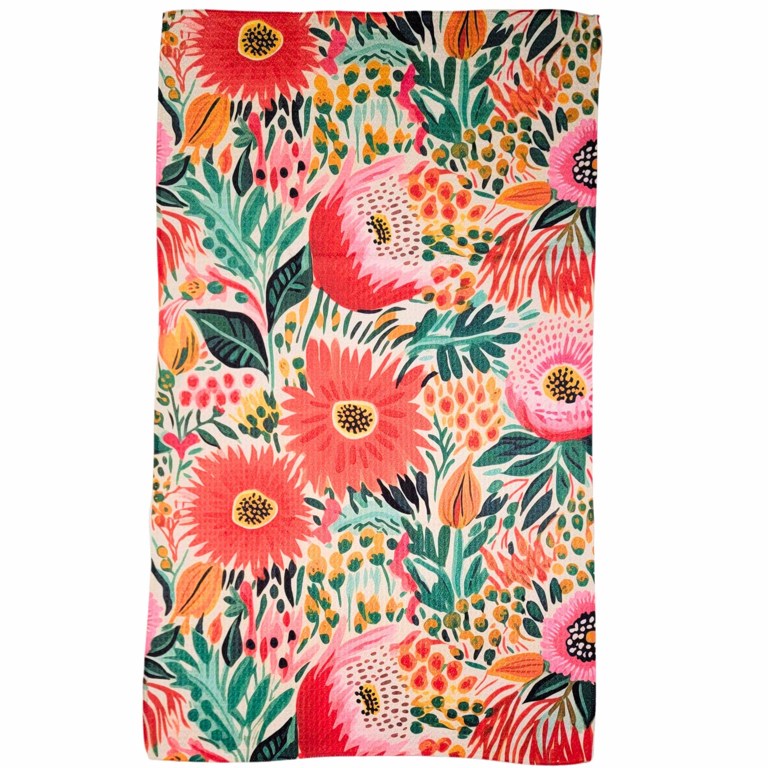 Tropical Summer Flowers Kitchen Waffle Towel