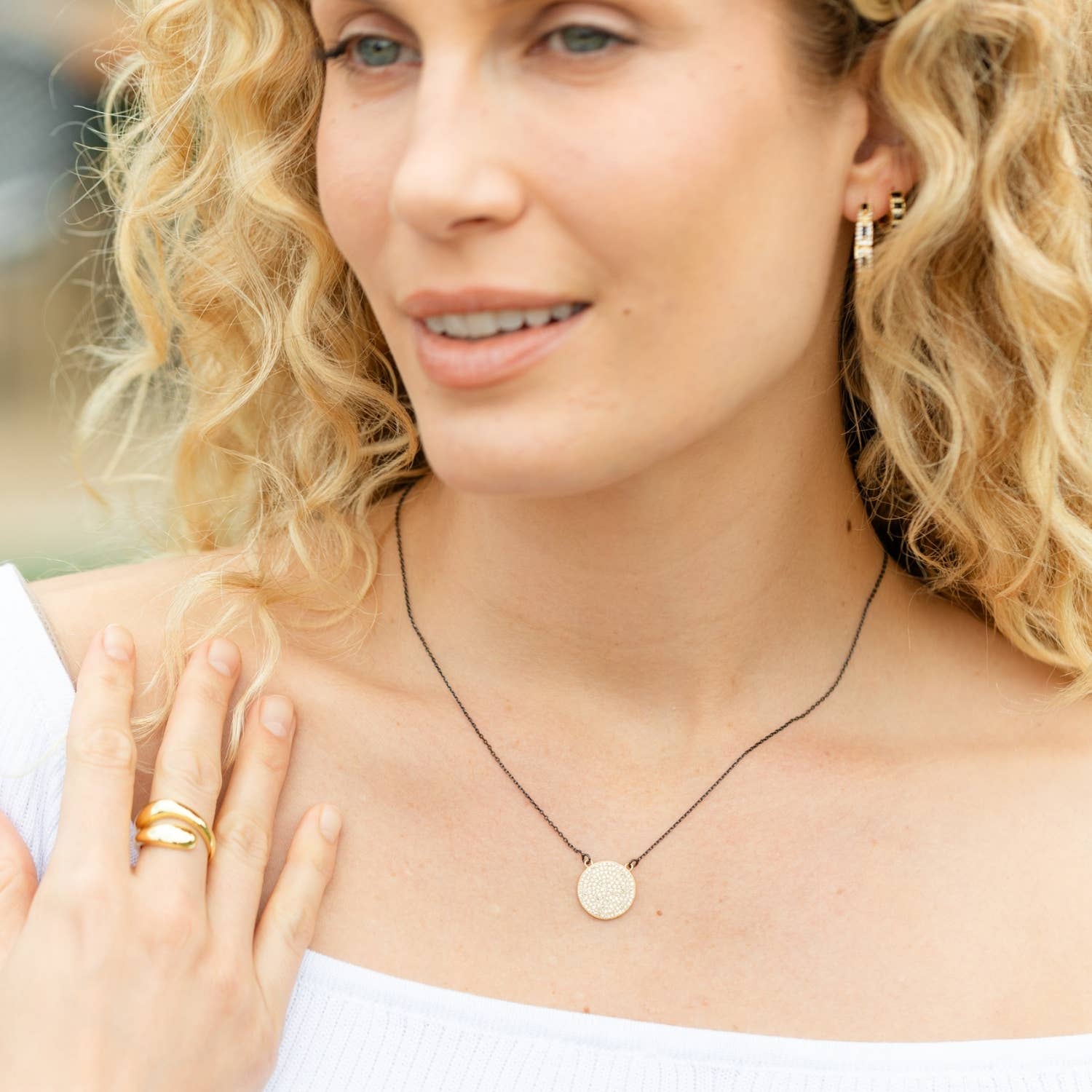 Two-tone Pave Circle Necklace