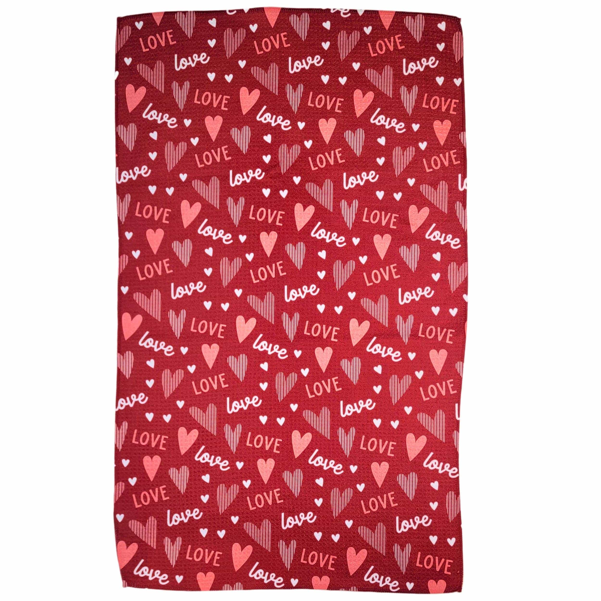 Driftless Studios Valentines Hearts & Love Waffle Weave Towels - Home Decor