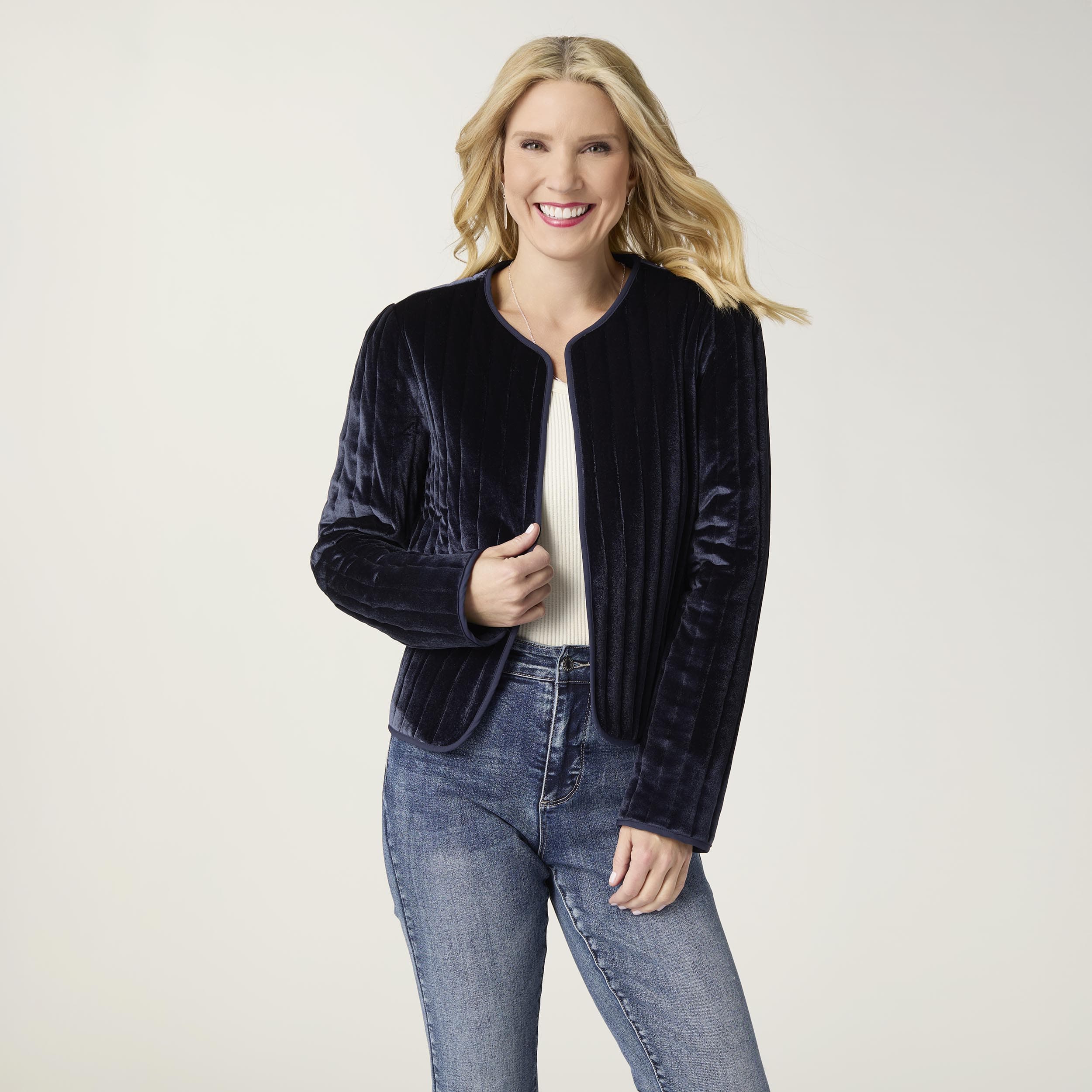 CoCo Carmen Jacket Vanessa Navy Quilted Velour Jacket