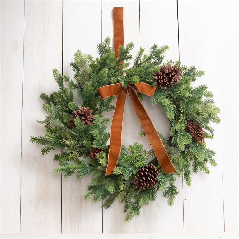 Velvet Brown Bow Wreath