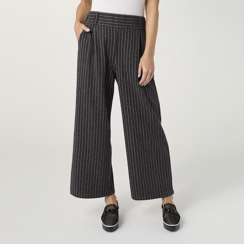 CoCo Carmen Pants Ventura Brushed Charcoal Stripe Wide Leg Crop Pant