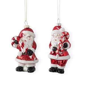 K&K Seasonal Decor Vintage Glass Santa w/Candy Ornament