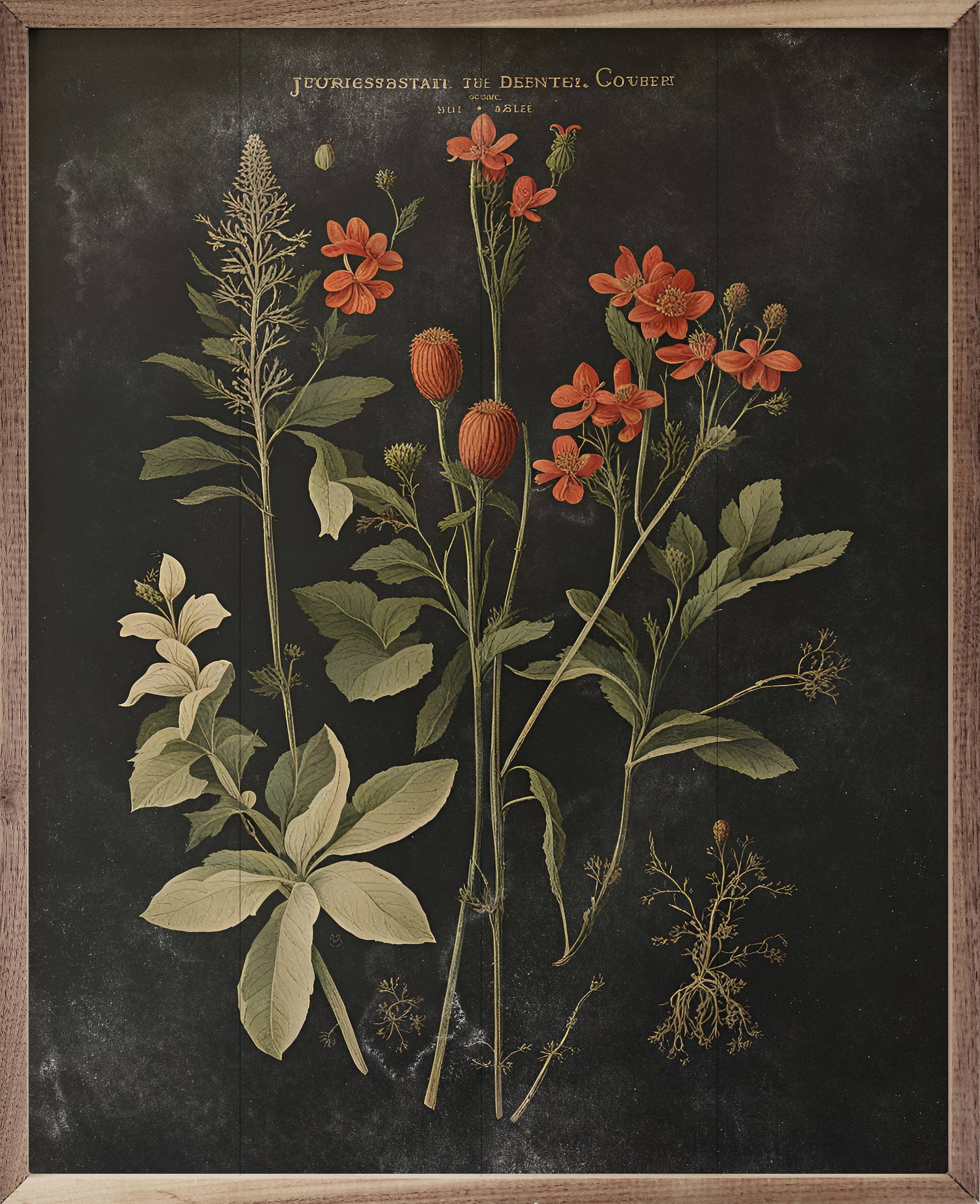 Kendrick Home Wall Decor Vintage Nights Orange Floral Print