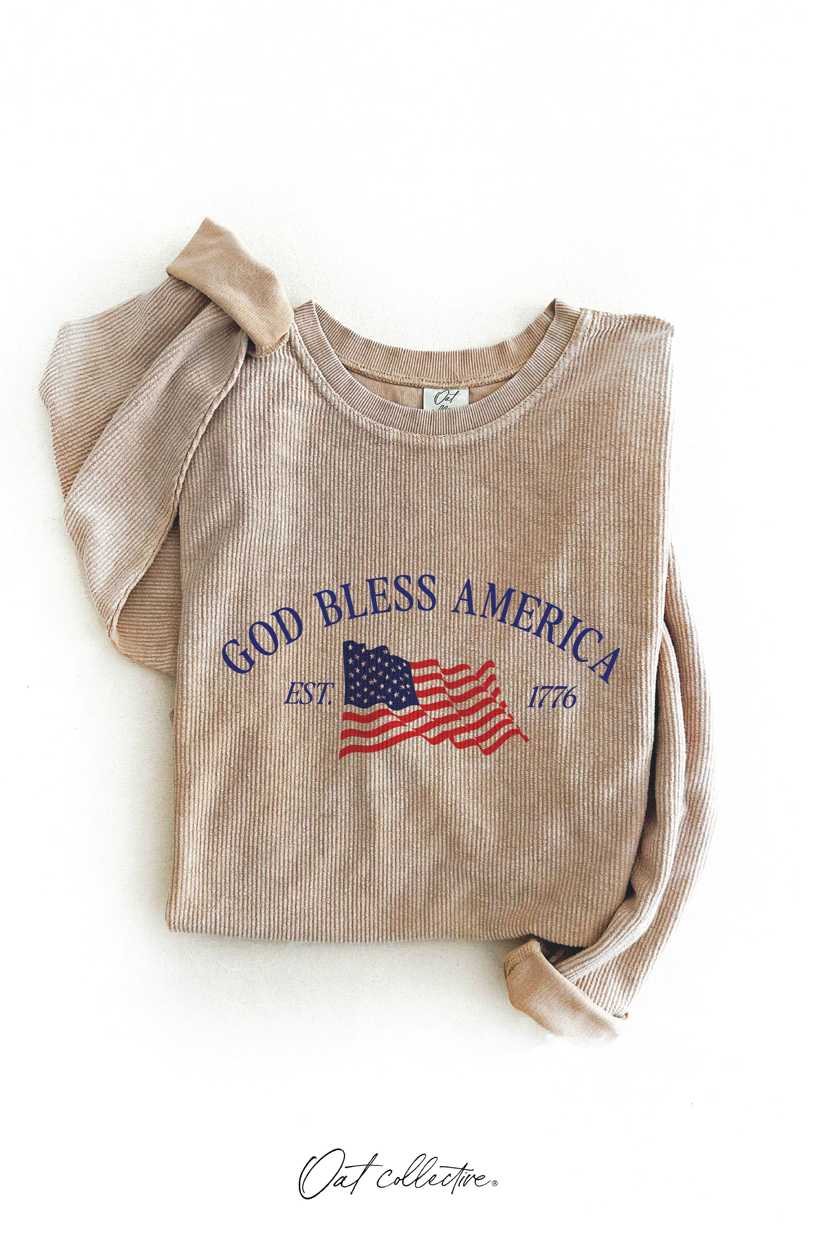 Vintage Vanilla God Bless America Est 1776 Pullover