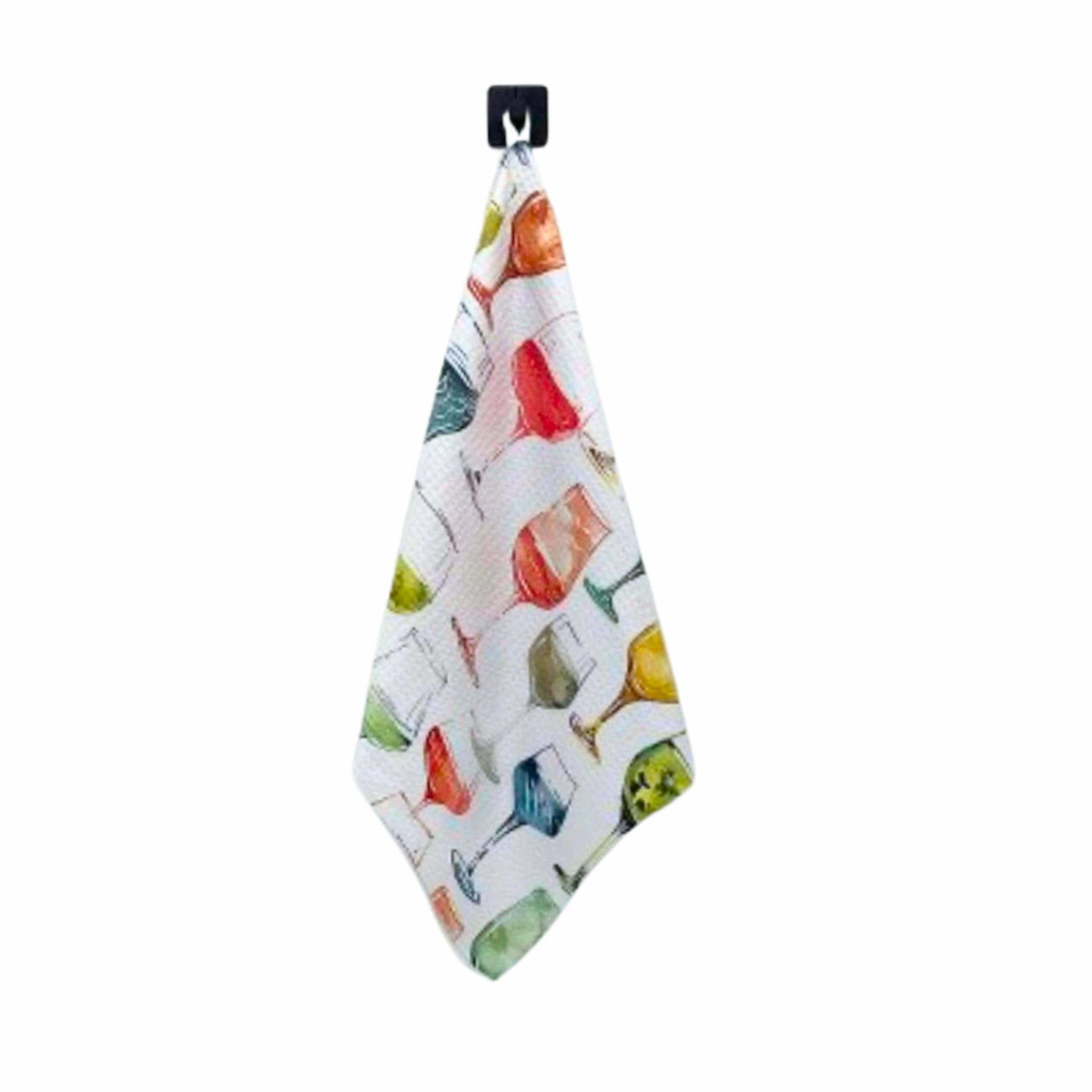 Driftless Studios Watercolor Wine Glasses Kitchen Waffle Towel