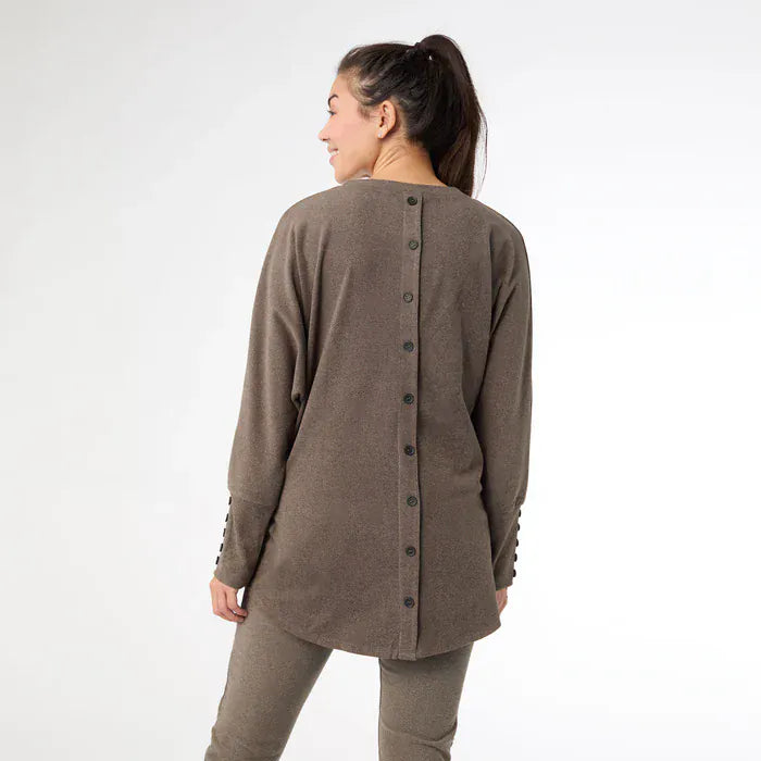 CoCo Carmen Top Weekend Brushed Button Back Sweater