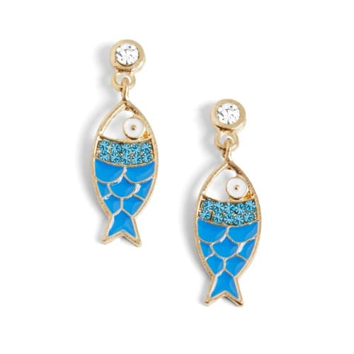 Whispers Enamel Stone Fish Dangle Earrings