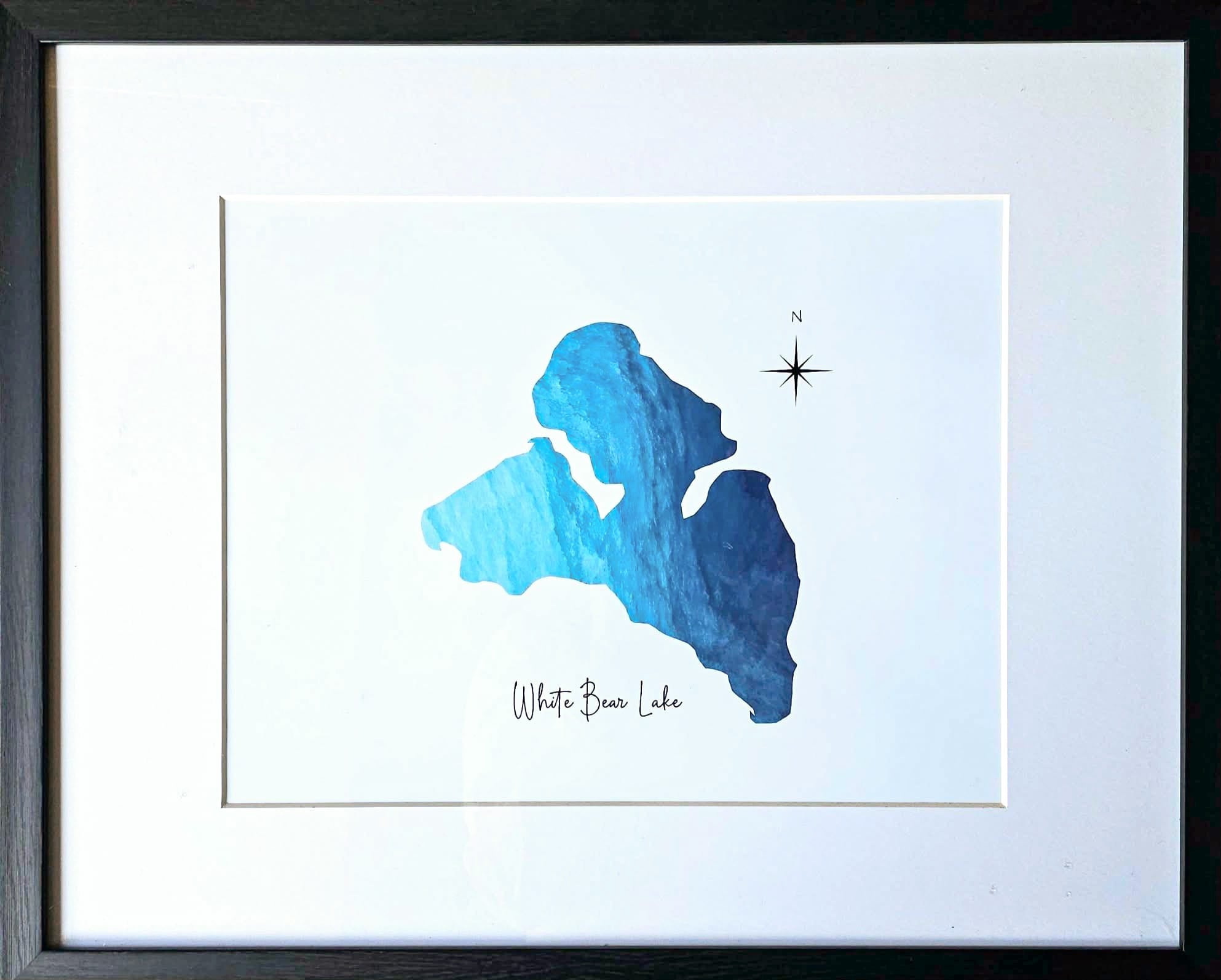 AB #26 (Alyssa B - Opal & Birch)) Artwork White Bear Lake Watercolor Framed Art Print (16x20 frame)