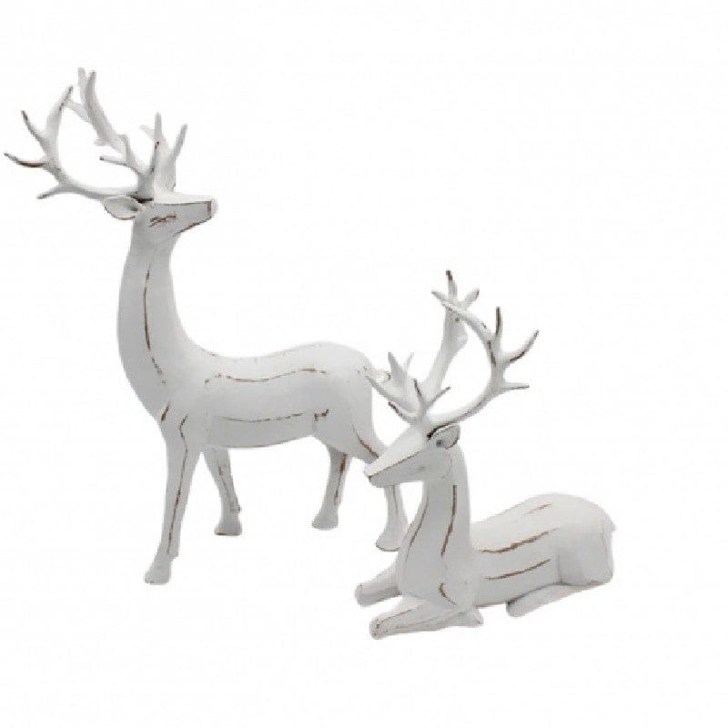 WT Collection Seasonal Decor White Distressed Deer