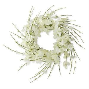 K&K Seasonal Decor White Forsythia Candle Ring