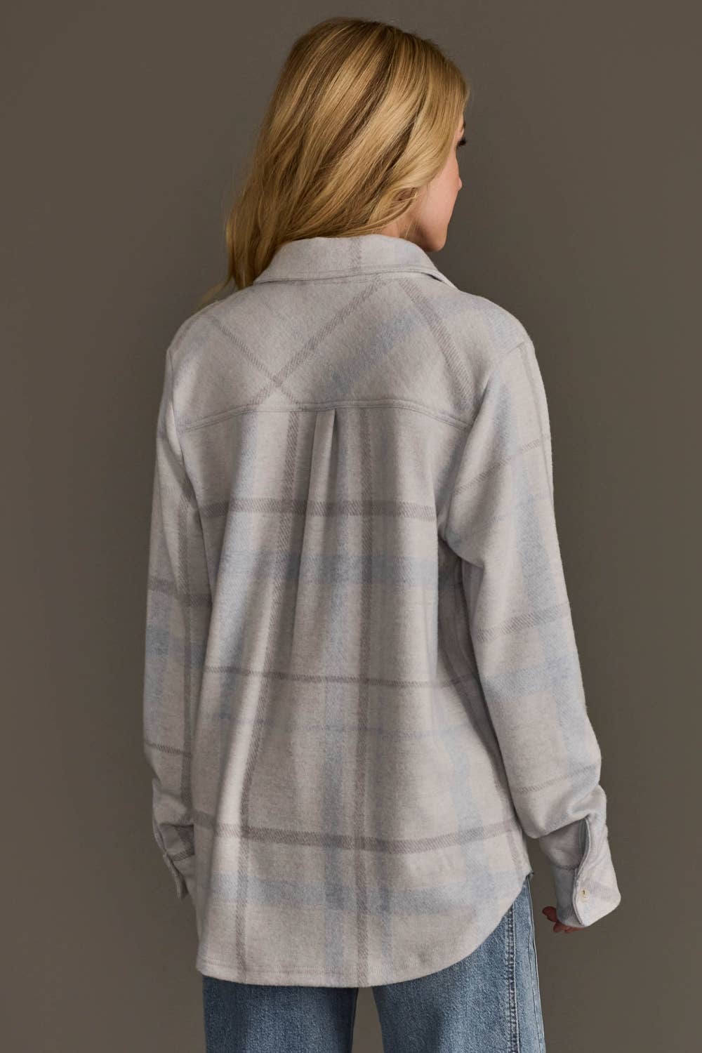 Panache Apparel Co. shirt White, Gray & Light Blue Plaid Buttery Soft Button Up