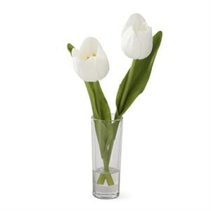 White Real Touch Double Tulip Vase