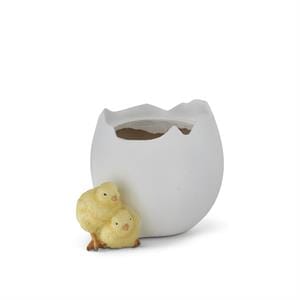 K&K Seasonal Decor White Resin Egg Container w/Chicks