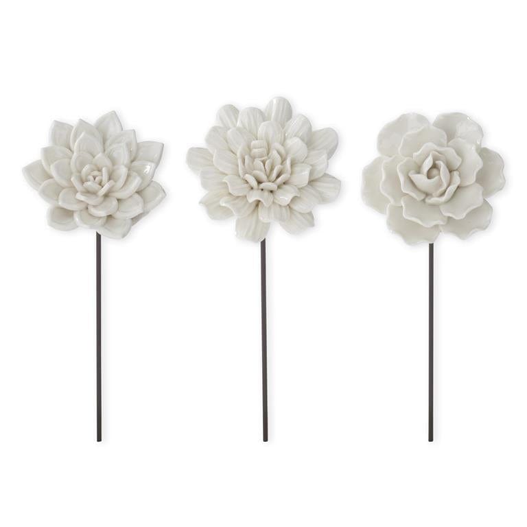 White Resin Flower Pot Picks