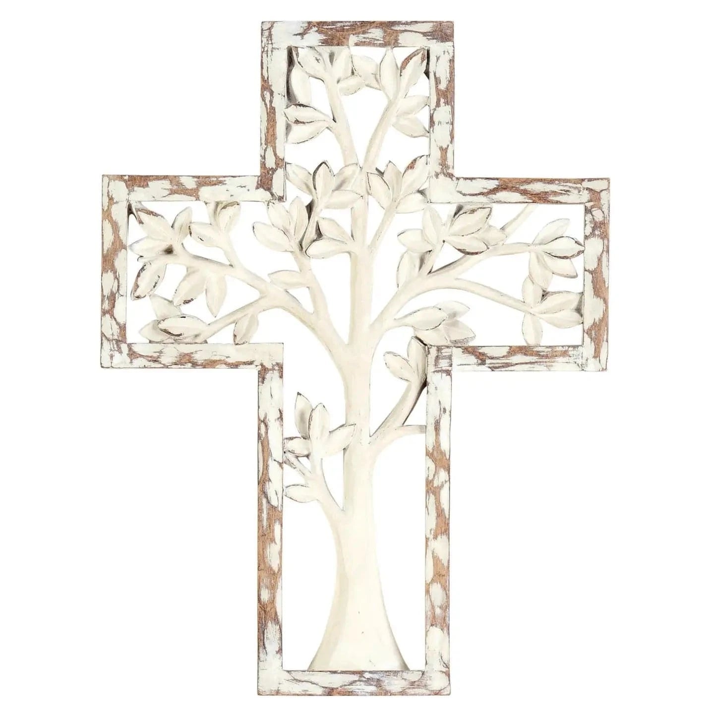 White Tree Resin Wall Cross