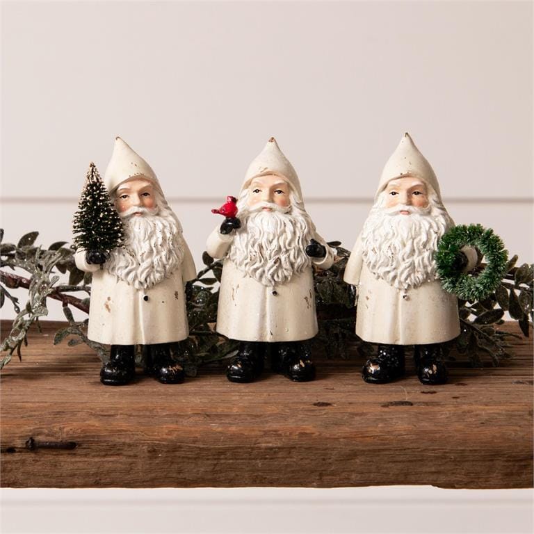Audrey's Seasonal Decor White Vintage Santa Figurines