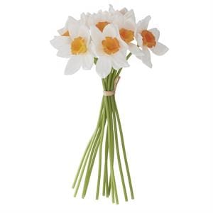 K&K Artificial Floral White & Yellow Real Touch Daffodil Stem