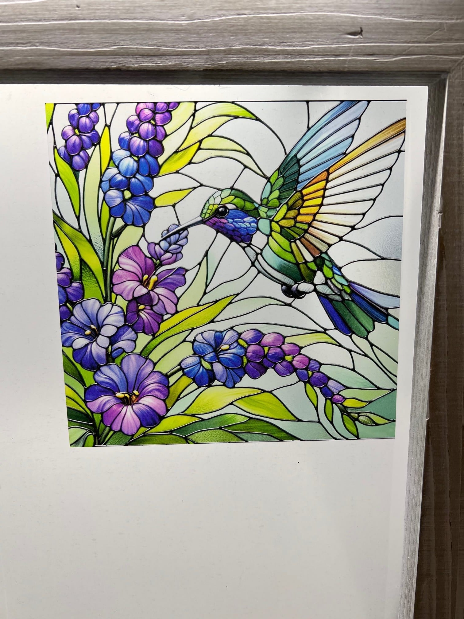 Window Cling Hummingbird-Foxglove