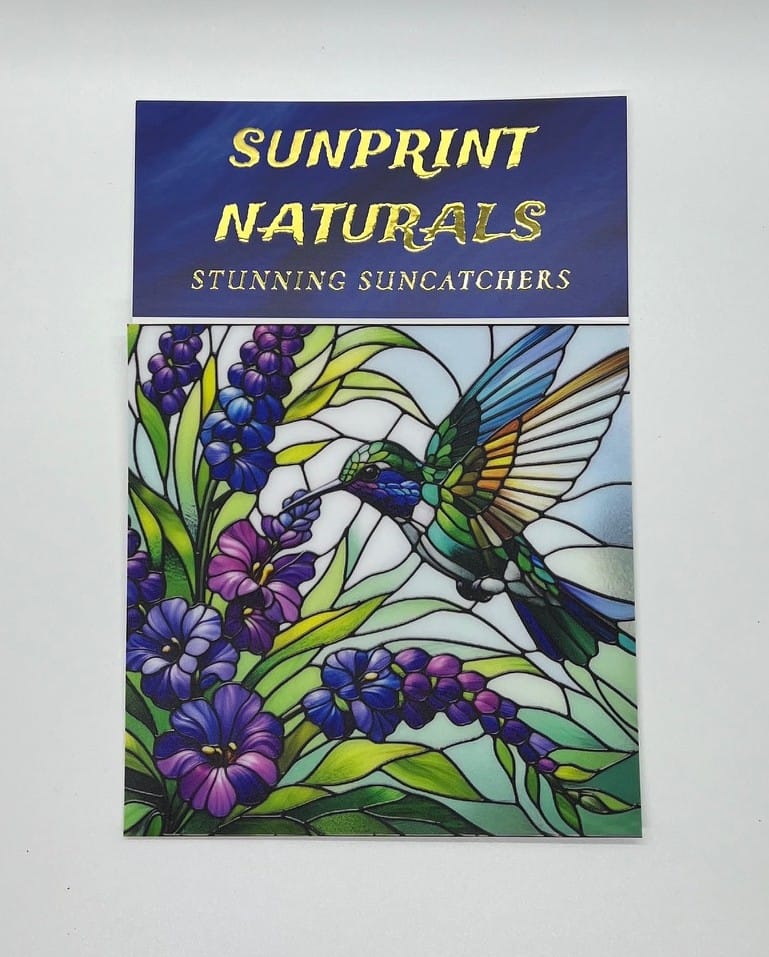 Window Cling Hummingbird-Foxglove