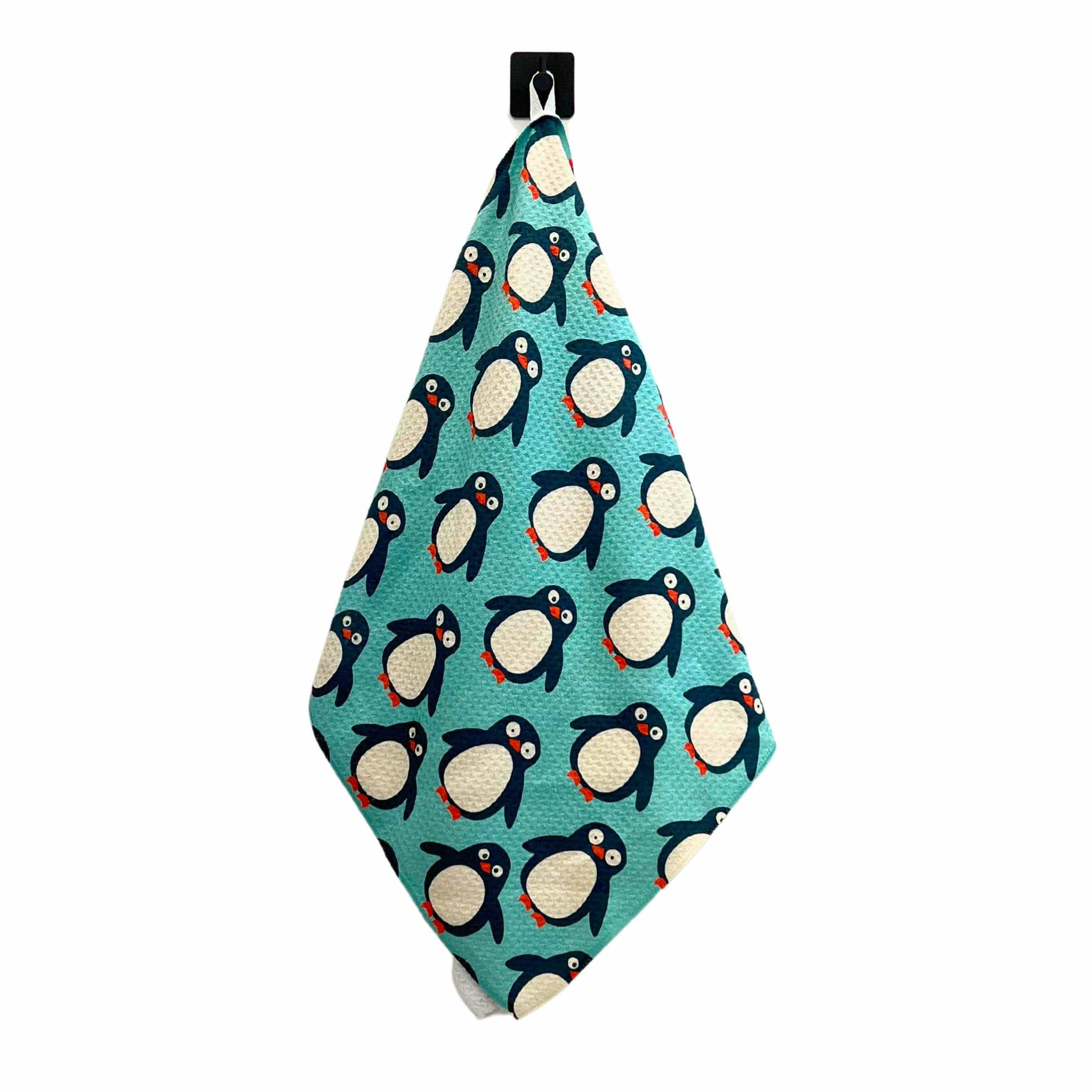 Winter Penguin Waffle Weave Tea Towel