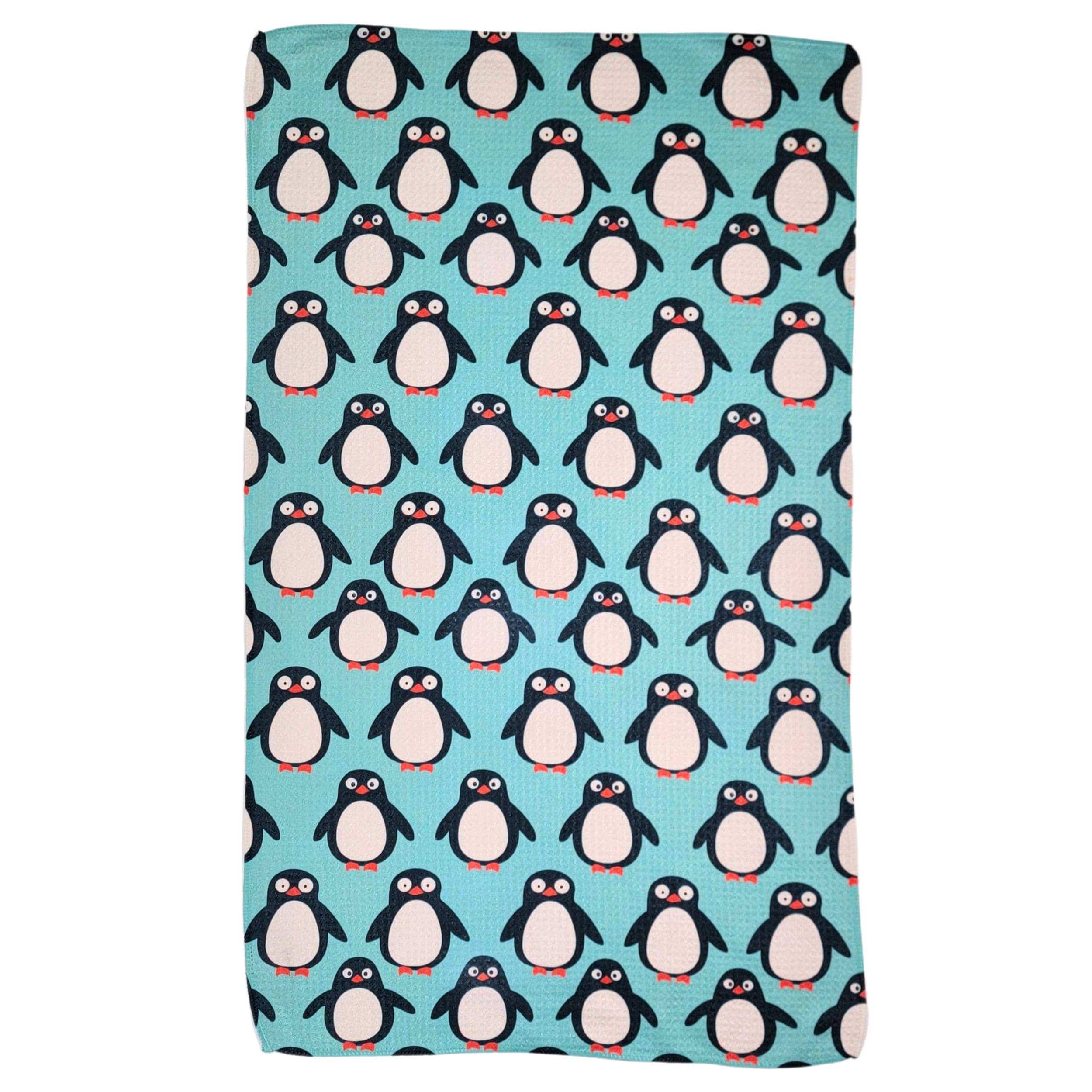 Driftless Studios Winter Penguin Waffle Weave Tea Towels With Hanging Loop