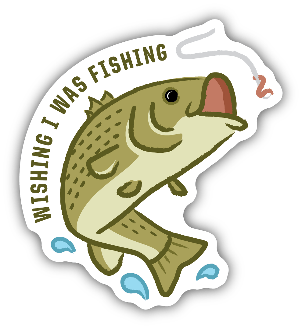 Wishing I was Fishing Bass Sticker