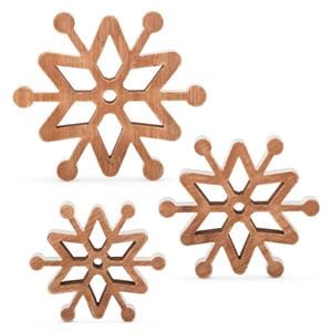 K&K Seasonal Decor Wooden Snowflakes w/White Edge