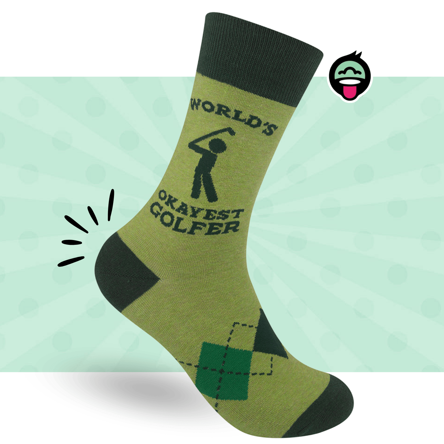 Funatic - About Face Designs - Nice Enough Merch Co World's Okayest Golfer Socks | Funny | Golf Gifts | Funatic
