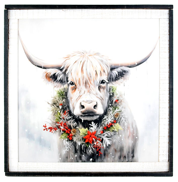 Highland Cow Christmas Wall Art
