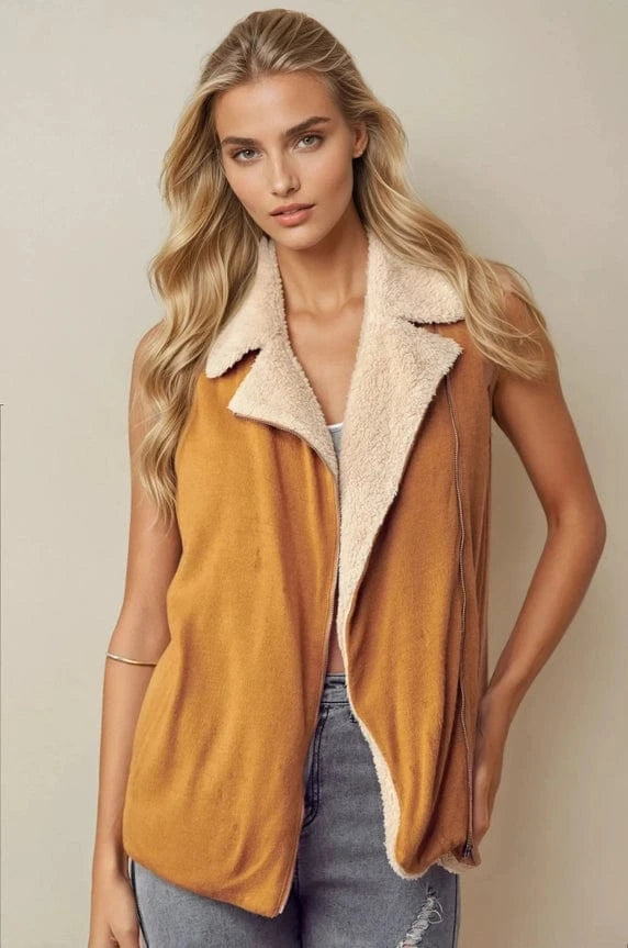 Zip Up Vest with Fuzzy Fur Lining