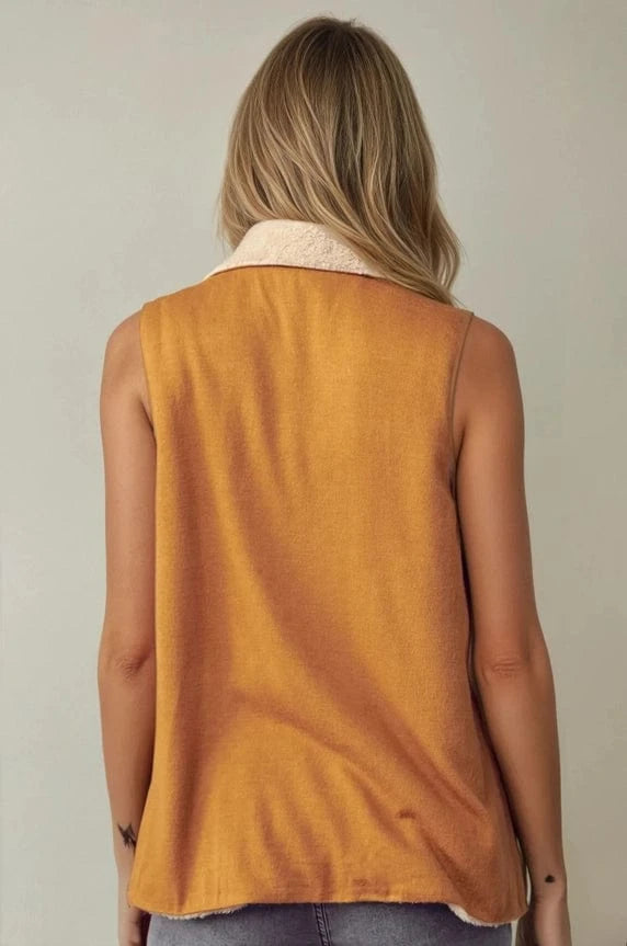 Zip Up Vest with Fuzzy Fur Lining