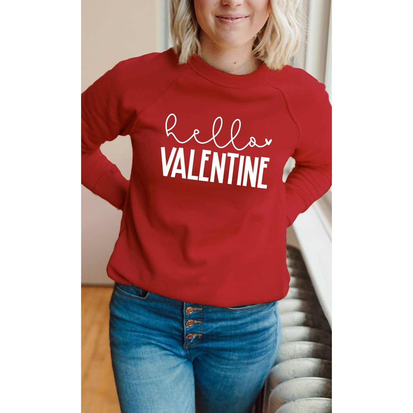 Hello Valentine Graphic Premium Fleece Sweatshirt