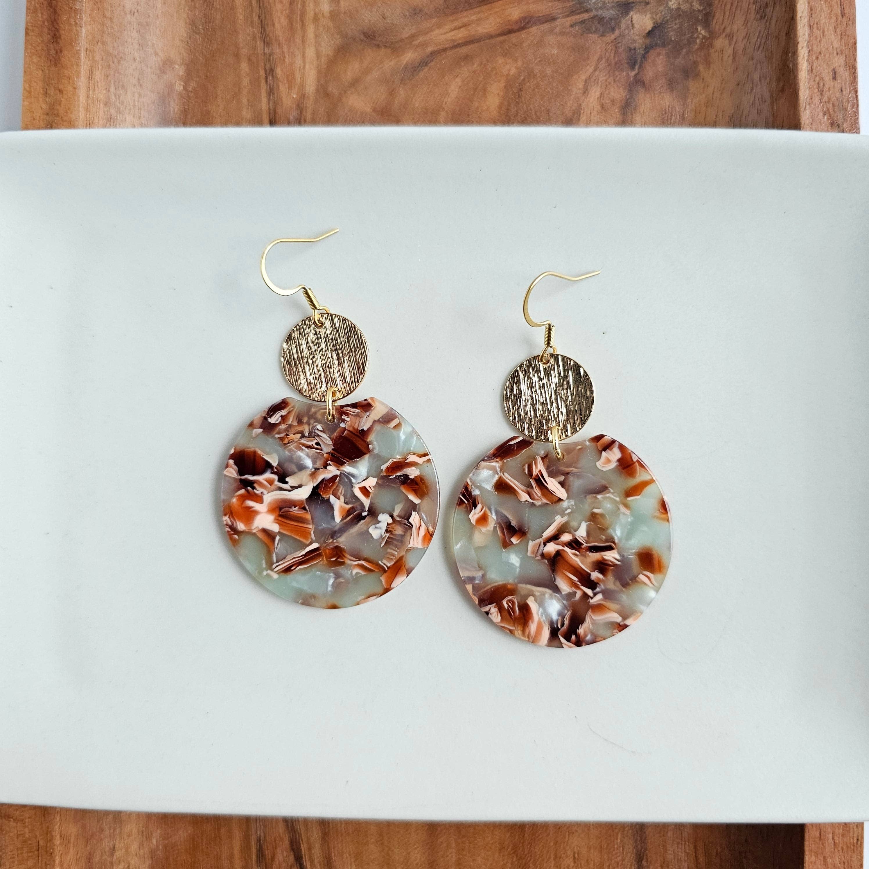 Zoey Dangle Earrings - Seafoam & Rust